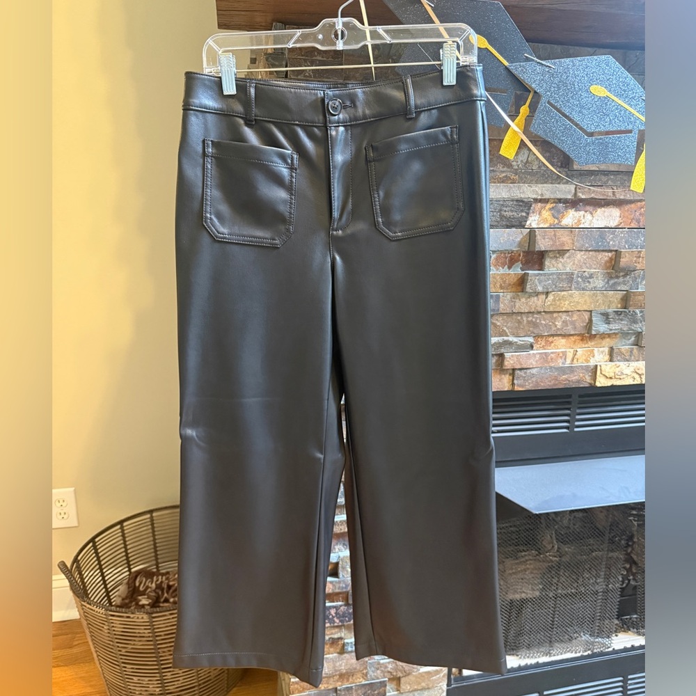 Like New, LOFT Palmer, Black Faux Leather Pants Size 8P